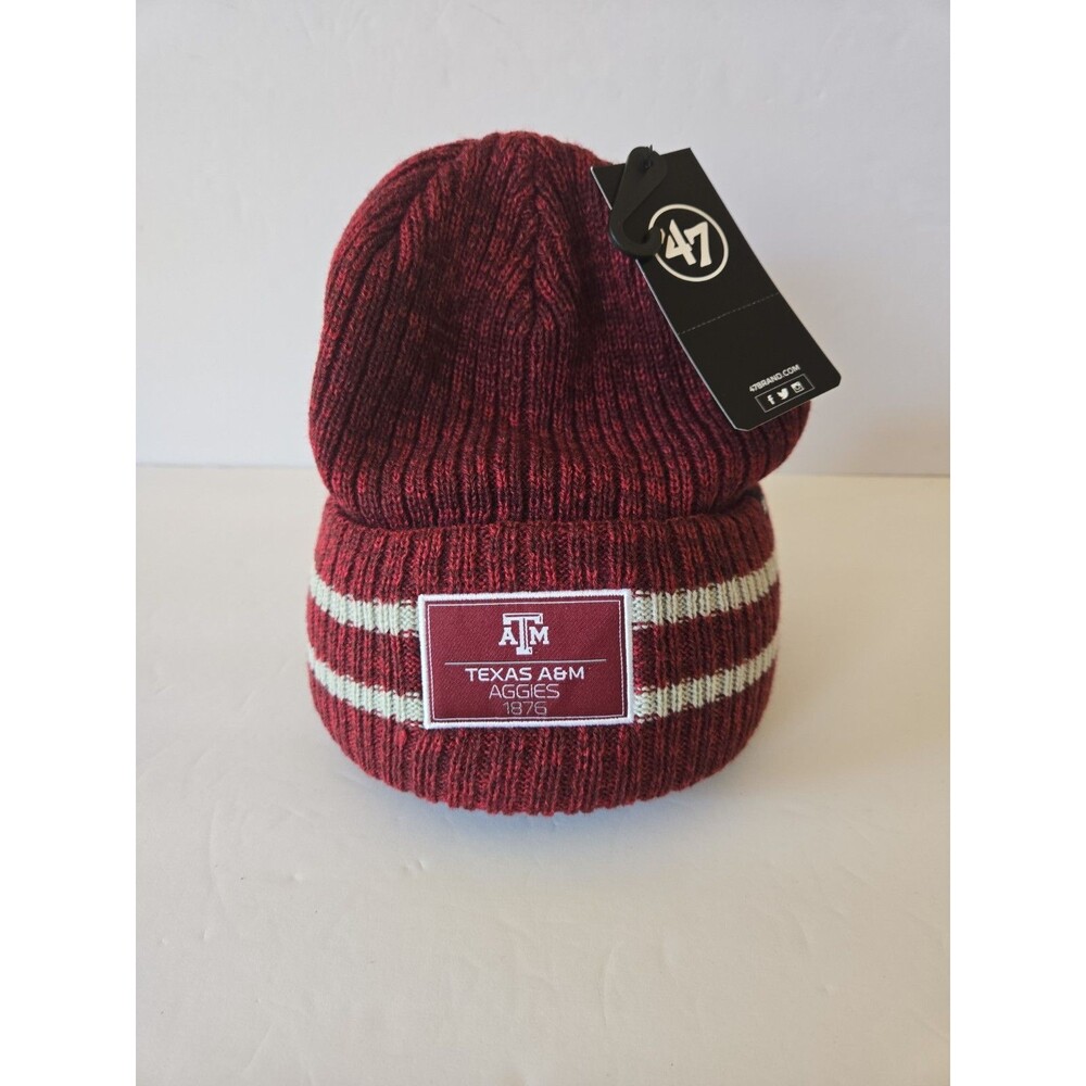 Texas A&M Aggies 1876 Patch Beanie Knit Hat 47Brand Burgundy New w/ Tags Gig'em